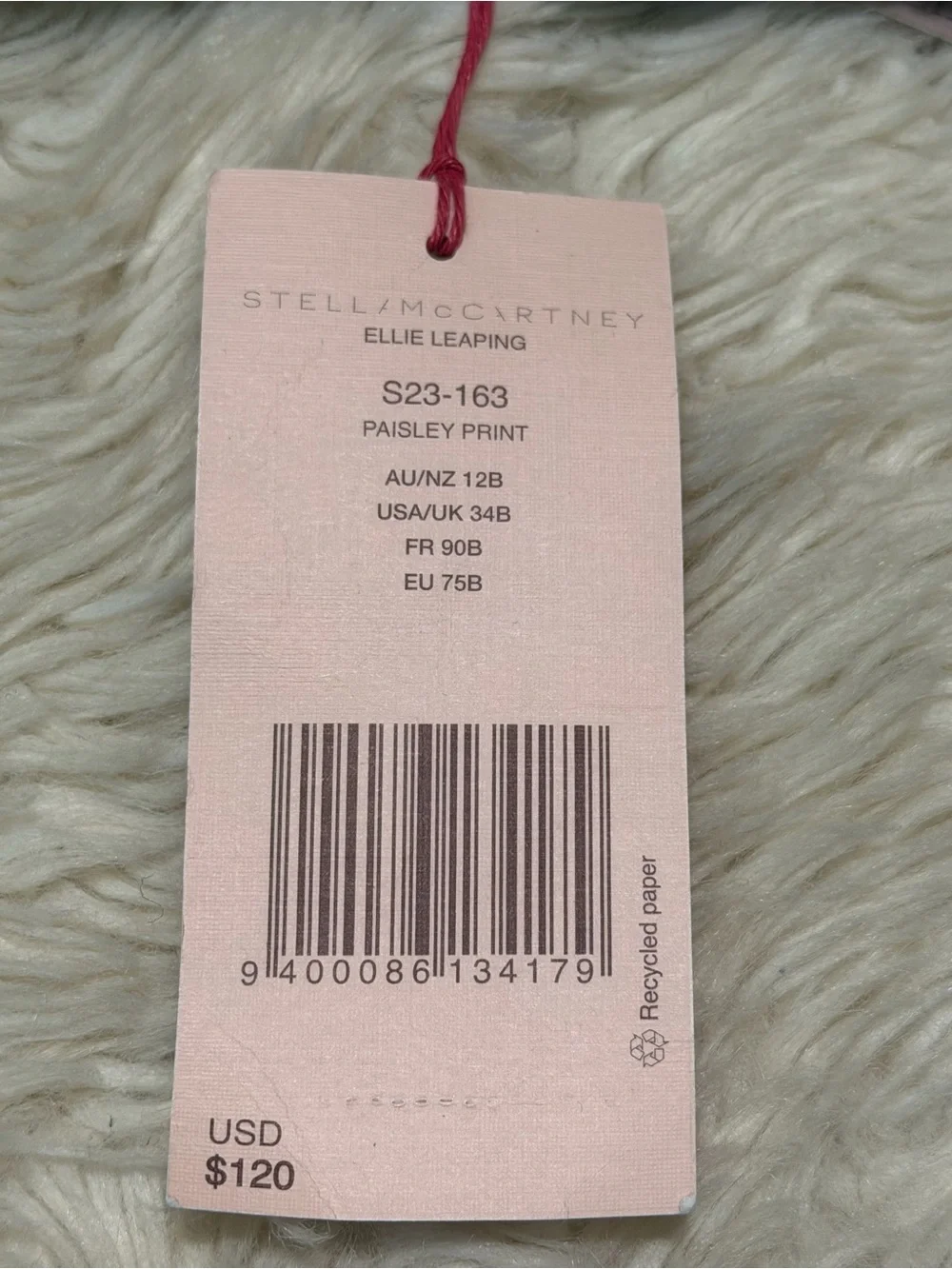 NWT Stella McCartney Ellie Leaping Bra in Paisley Print - Size 34B